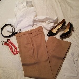 JCrew Like New Camel Tweed Trousers, lined Size 6